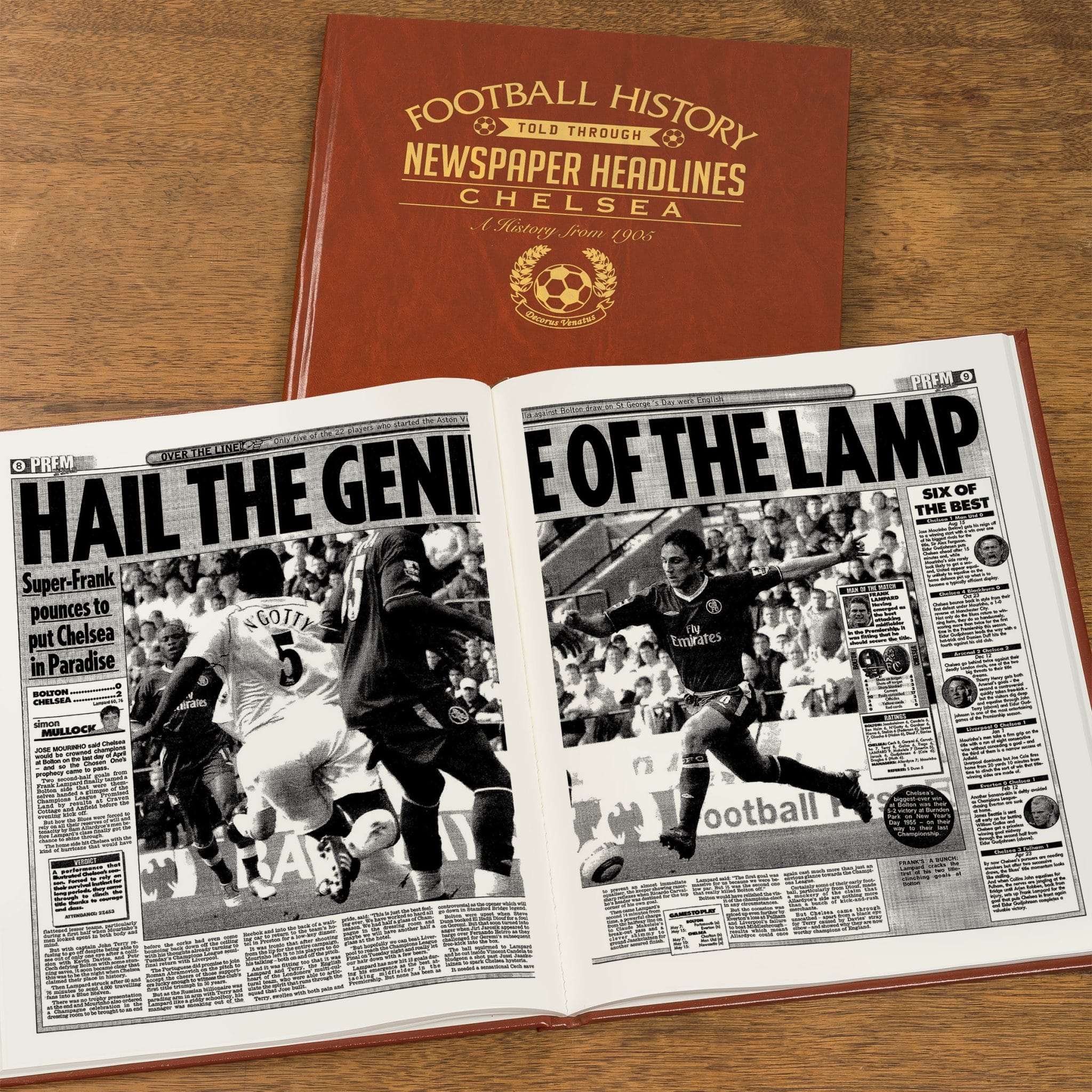 Colour Pages Brown Leatherette Personalised QPR Newspaper Book 